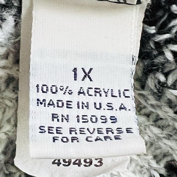 Vintage Classic Elements Black & Gray Heart Floral Patchwork Sweater Plus 1X USA - Picture 9 of 10